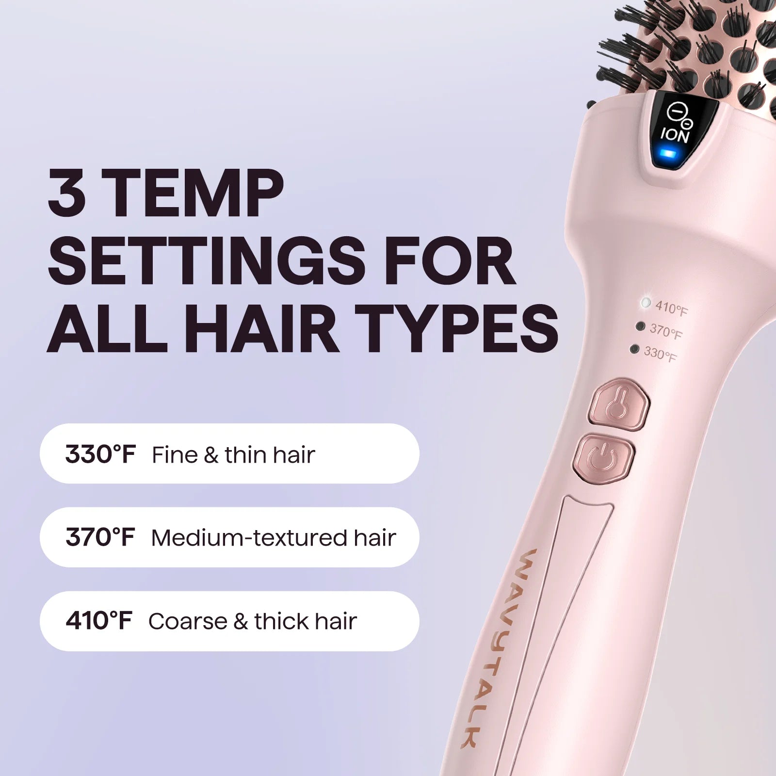 Thermal Brush for Blowout Look, 1 1/2 Inch Ionic Heated Nylon Brush Get Natural Curls, Pink